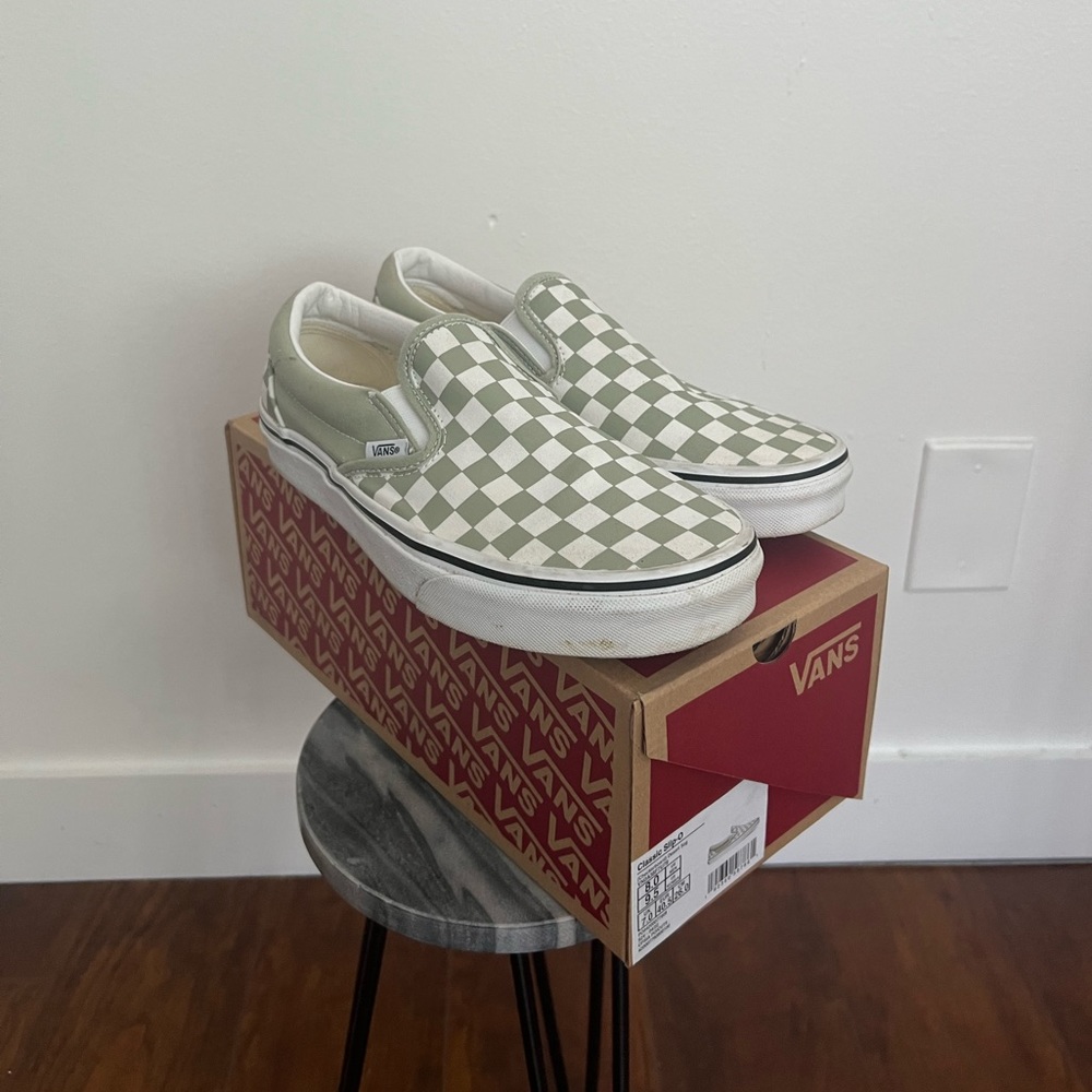 Women’s Vans CLASSIC SLIP-ON - Desert Sage & Off White Checkered